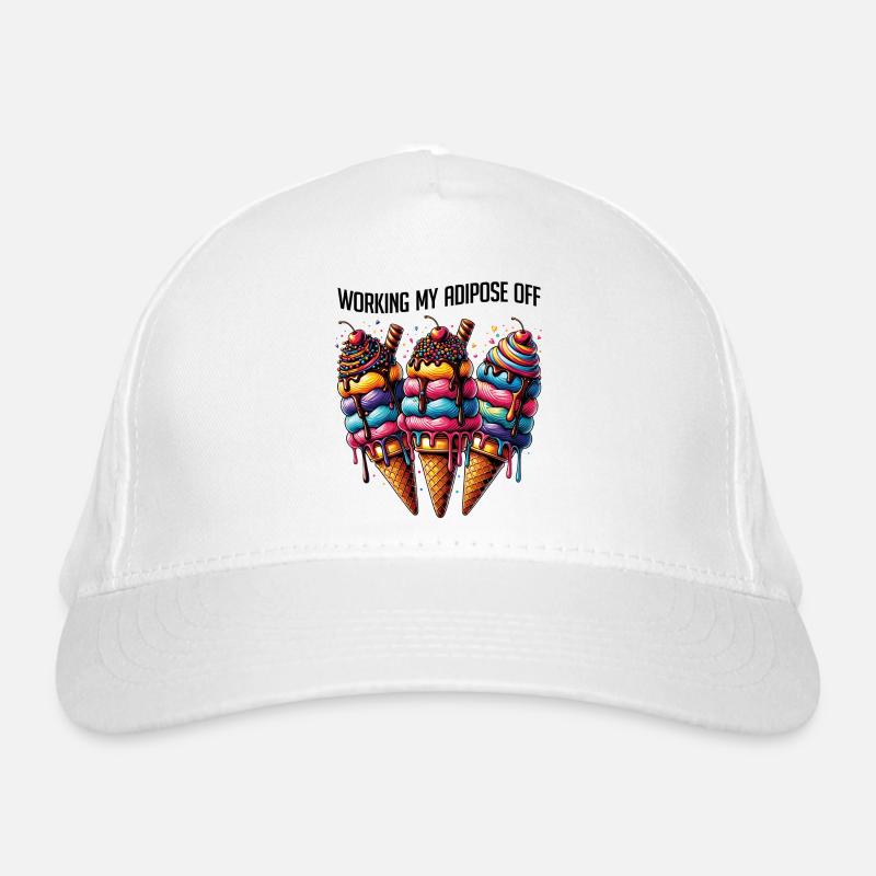 Three large ice cream cones with funny saying Organic Baseball Cap