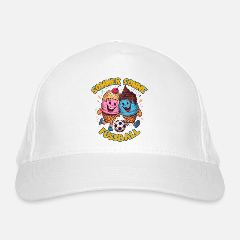 Soleil d’été Soccer Rire Coups de pied Cornets de crème glacée Casquette classique bio