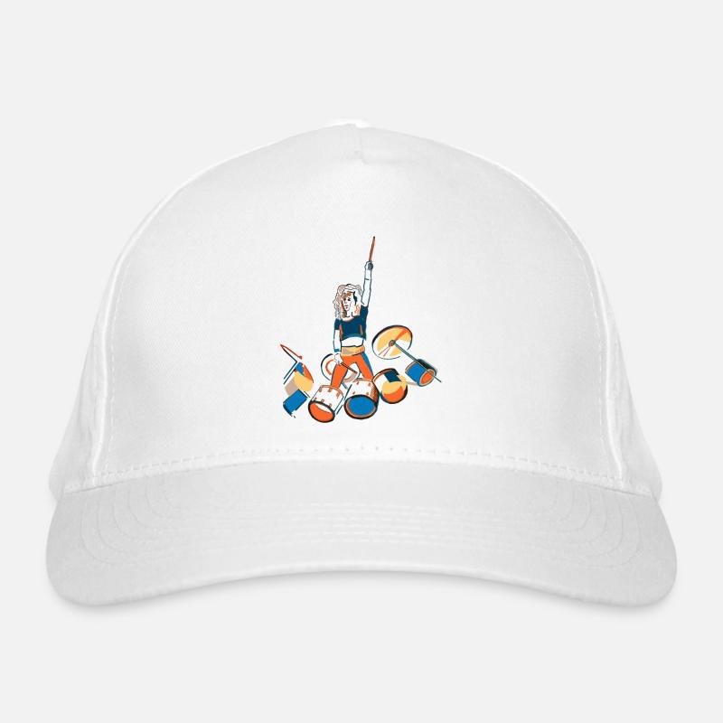 Drummer Kraftpose mit Trommeln Bio-Baseballkappe