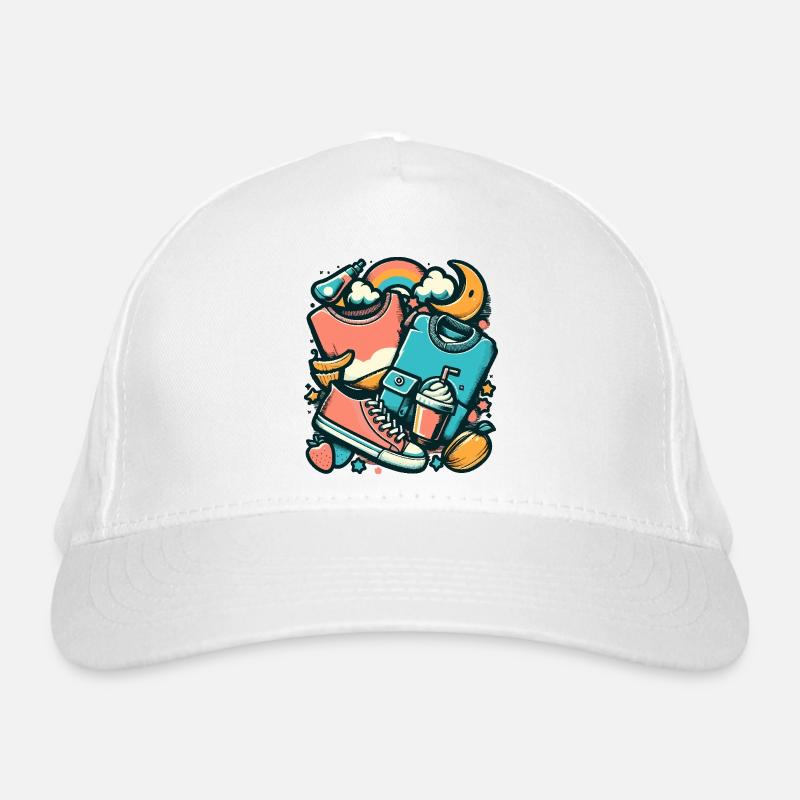 Colorful collage with clothes and everyday objects Organic Baseball Cap