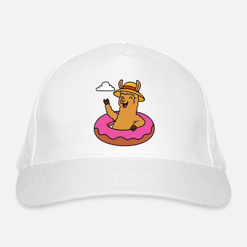 Alpaca with Swim Ring Pink Organic Baseball Cap