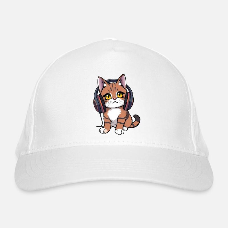 Katze mit Kopfhörer Bio-Baseballkappe