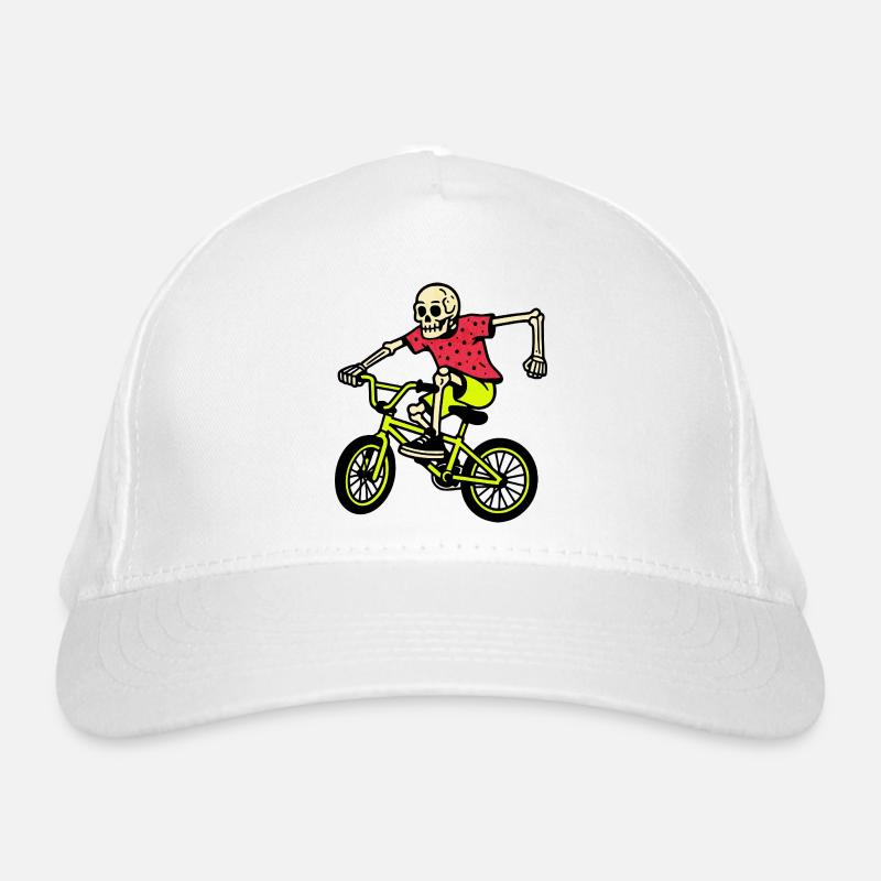 Neon BMX-Skelett im Trick – Retro Vibes Bio-Baseballkappe