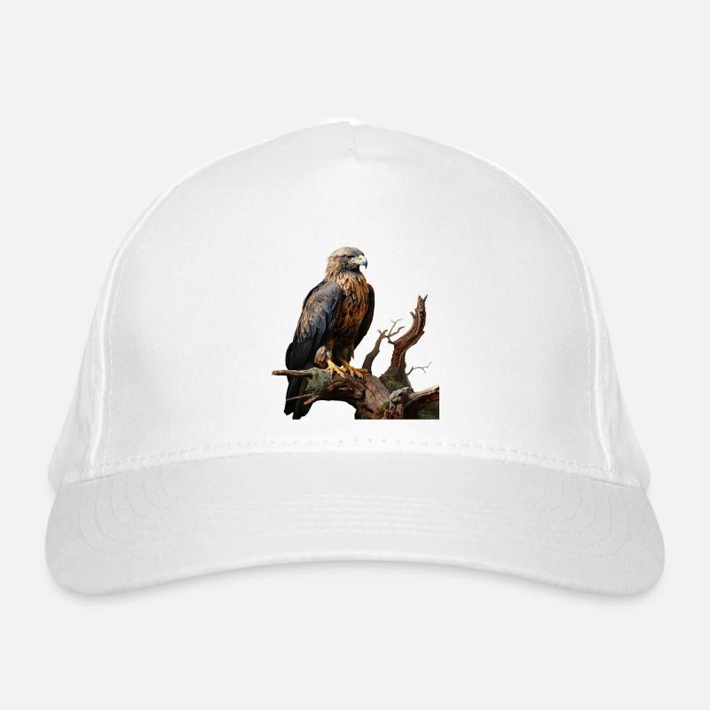 Imperial eagle on mossy branch - Organic Baseball Cap - white