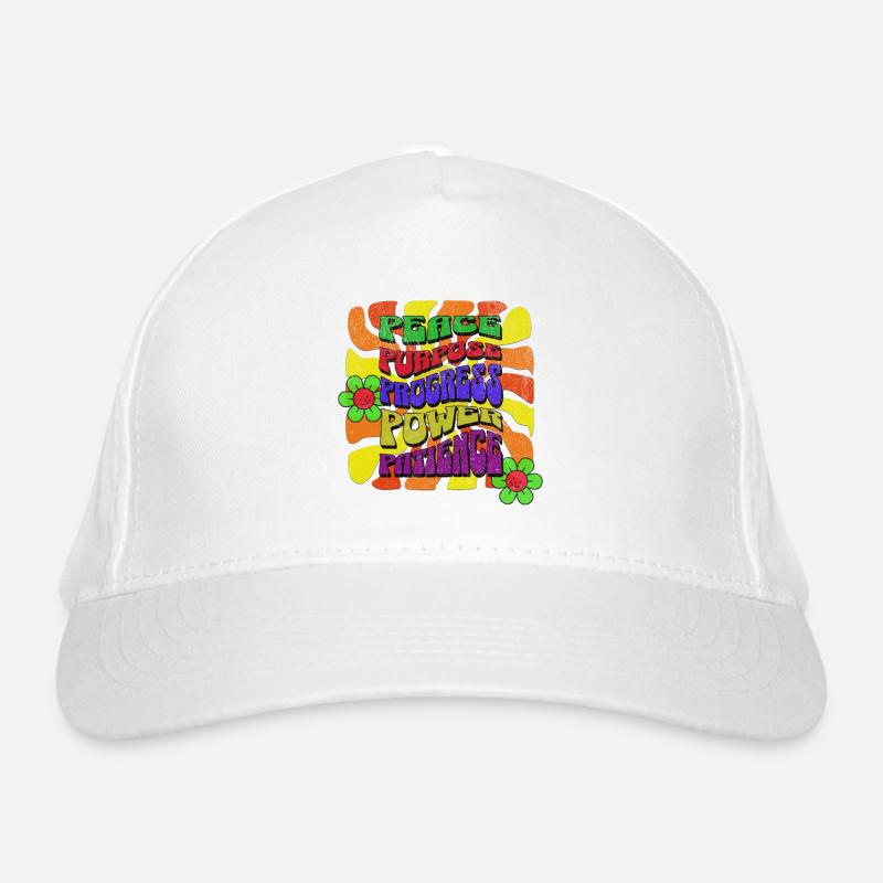 Peace Purpose Progress Power Patience Retro Design Organic Baseball Cap