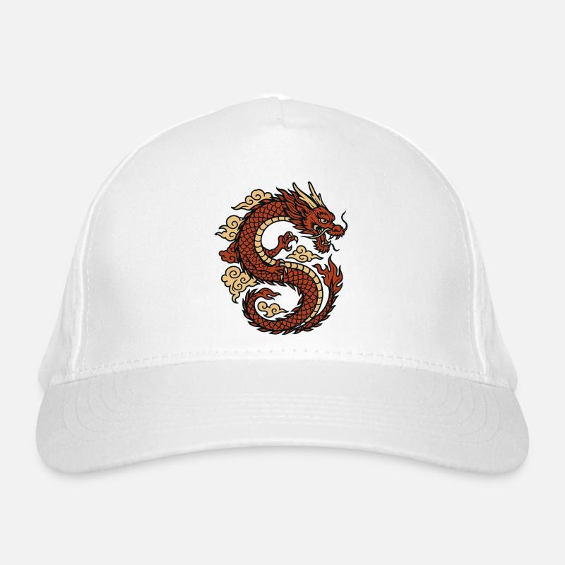 Chinese Dragon Mythical Red Organic Baseball Cap