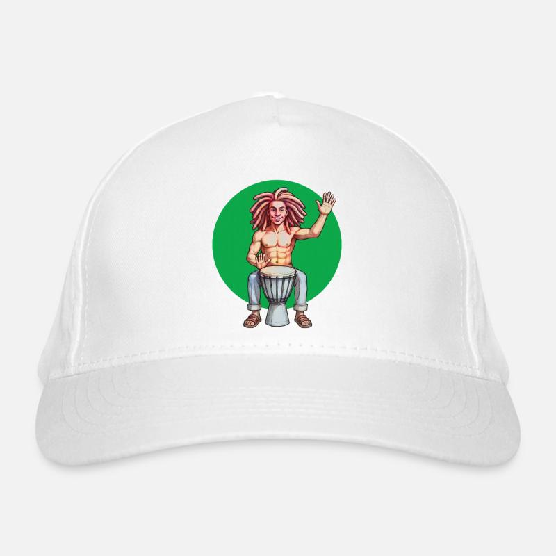 DJEMBE – Ton & Bild - Bio-Baseballkappe - Weiß