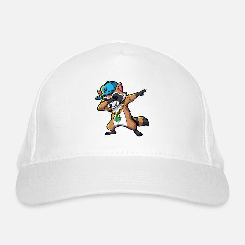 Dabbing Waschbär mit Hanfblatt Bio-Baseballkappe