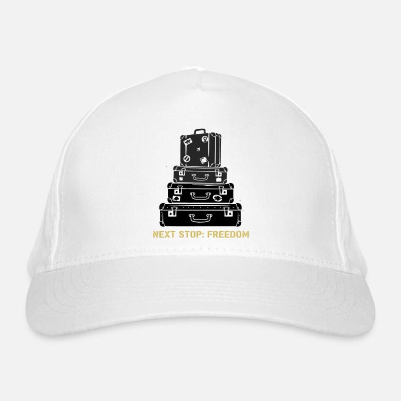 Suitcase Stack Freedom Saying Organic Baseball Cap
