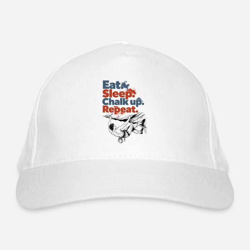 Climbing Bouldering Eat Sleep Chalk Up Repeat Organic Baseball Cap