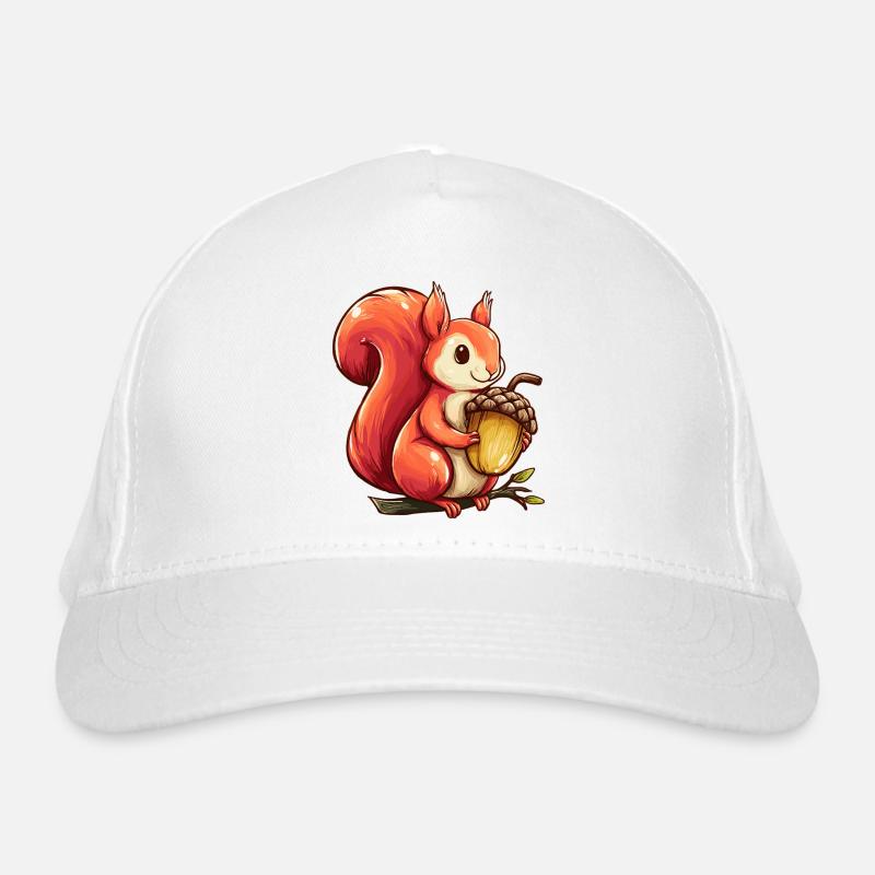 Kuscheliges Eichhörnchen mit Eichel Bio-Baseballkappe