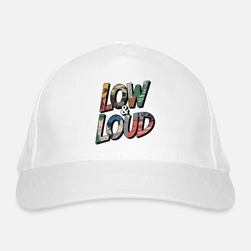 Tuning Spruch Low and Loud Camo Design Organic Baseball Cap