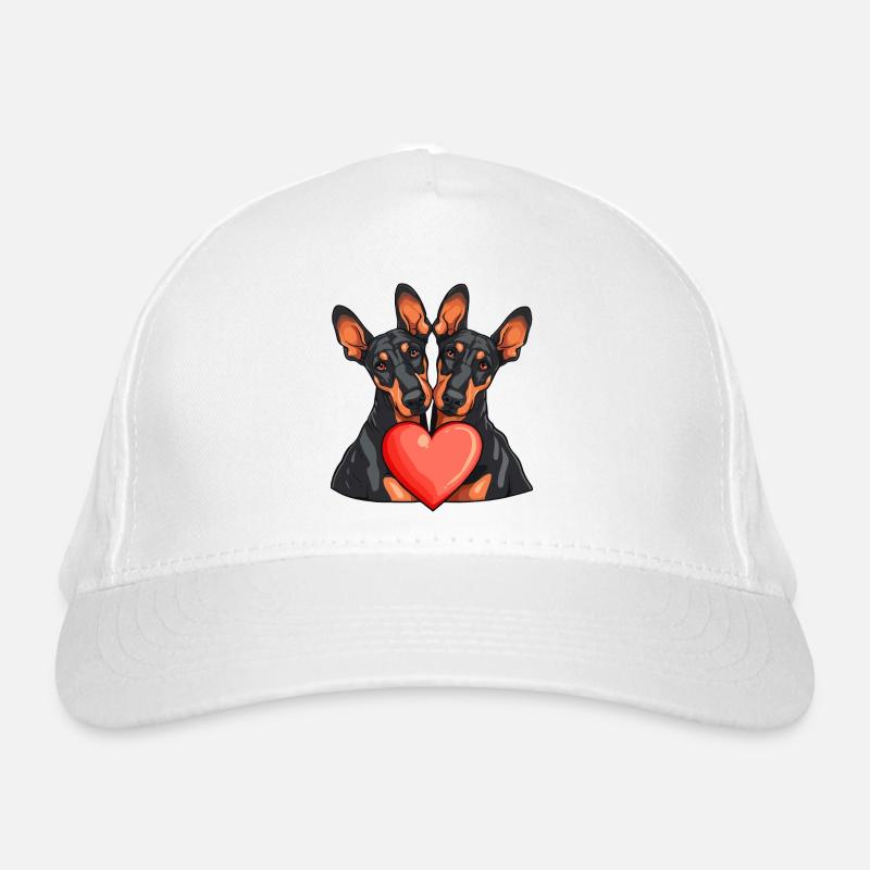 Dobermann Comic Paar Liebe Bio-Baseballkappe
