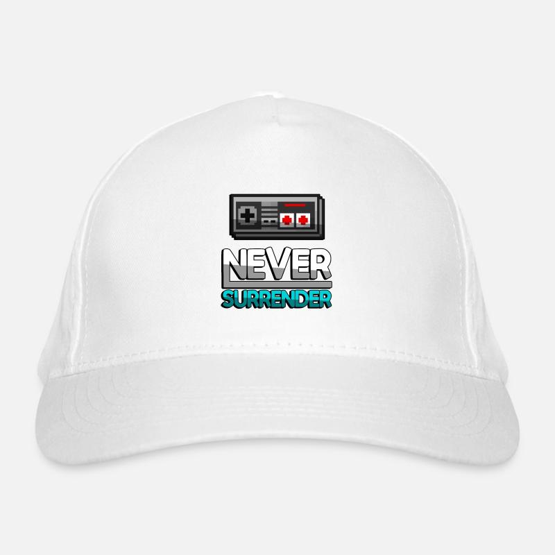 NEVER SURRENDER (Turquoise) + NES Controller - Gaming Organic Baseball Cap