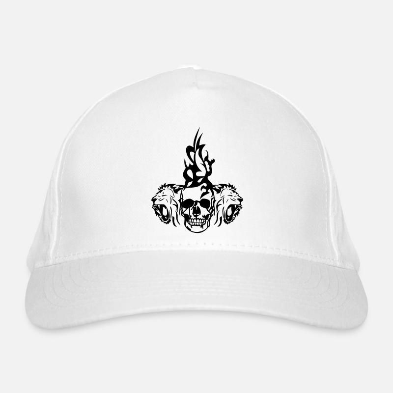 tete mort dead skull tribal lion Casquette classique bio