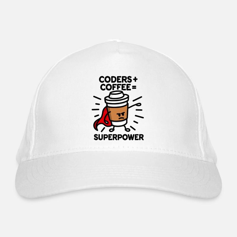 Coders + coffee = superpower (superhero) light - Bio-Baseballkappe - Weiß