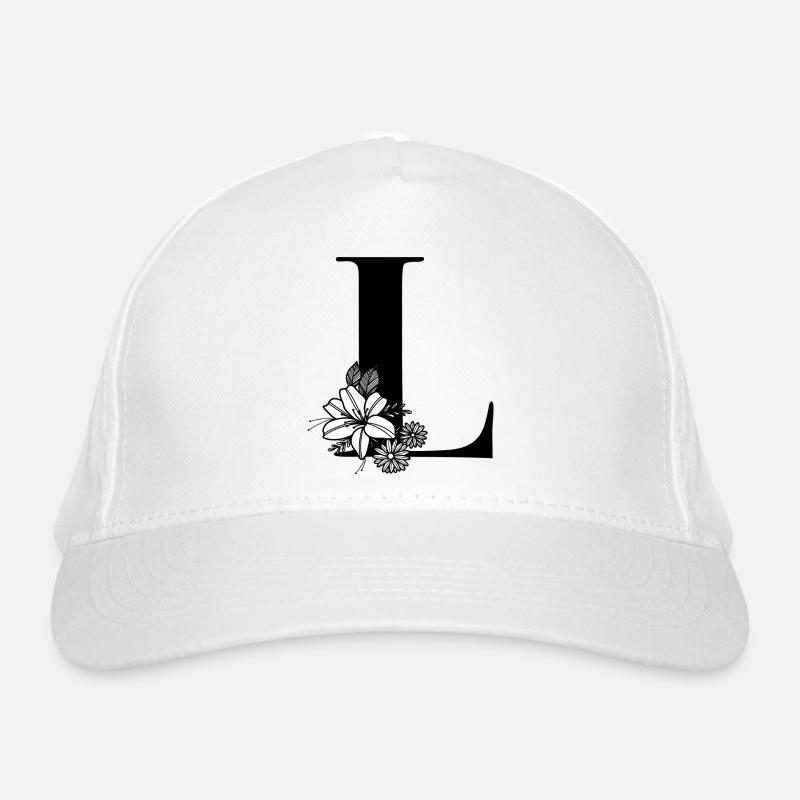 Buchstabe L - Bio-Baseballkappe - Weiß