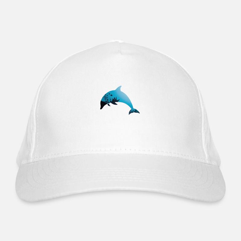 Dolphin with seabed pattern in the sea Organic Baseball Cap
