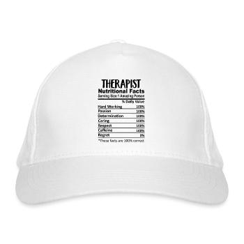 Therapeut Nährwertangaben lustig - Bio-Baseballkappe - Weiß - Vorne