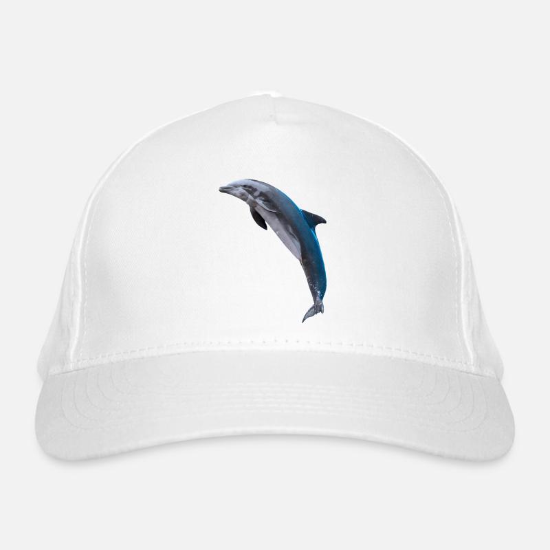 Dolphin jumping, Natural, left Organic Baseball Cap