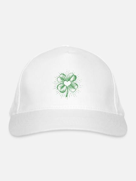 Vierblättriges Kleeblatt - Bio-Baseballkappe - Weiß