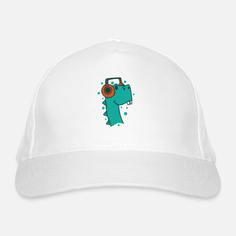 Dino hört Musik mit Kopfhörer Dinosaurier Bio-Baseballkappe