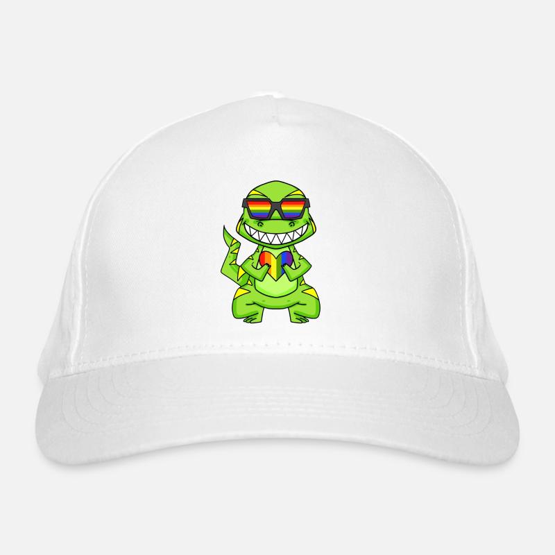 LGBT Tier Dinosaurier Regenbogen Herz Bio-Baseballkappe