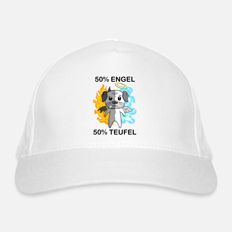 Hund Mops - Engel und Teufel Bio-Baseballkappe