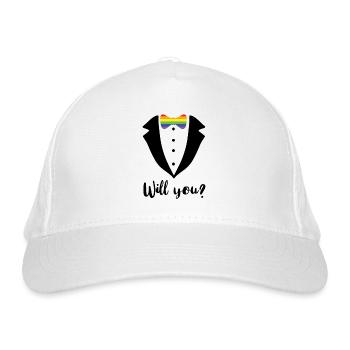 Hochzeitsantrag Antrag Hochzeit Heirat LGBTQ - Bio-Baseballkappe - Weiß - Vorne