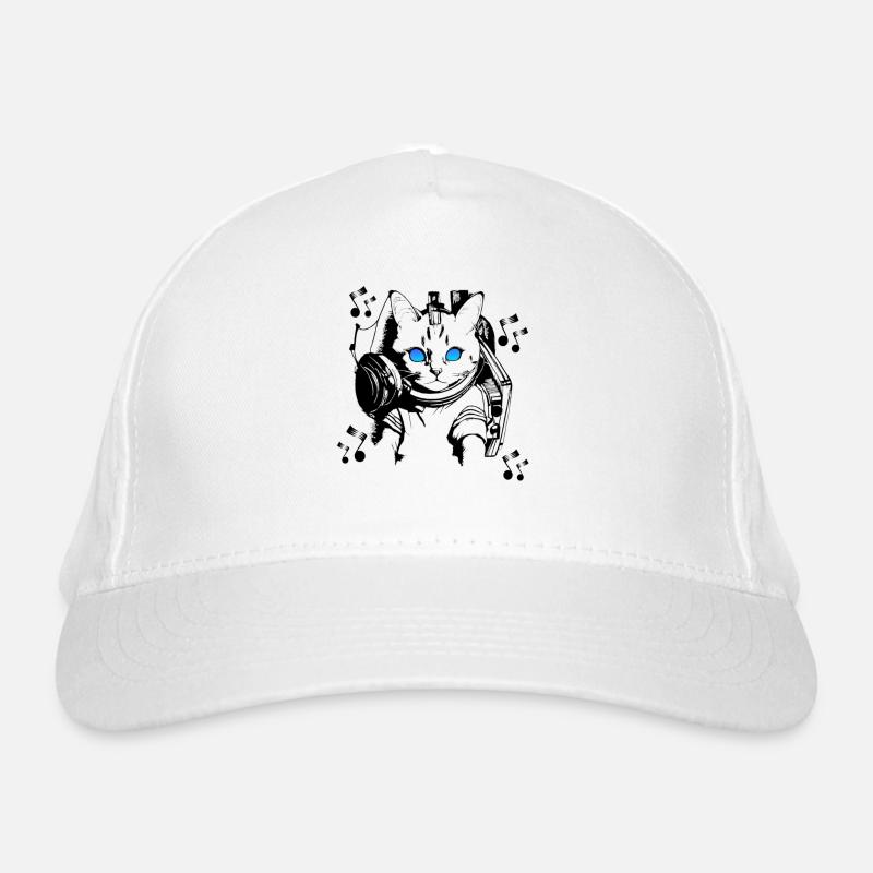 DJ Katze mit Kopfhörern Bio-Baseballkappe