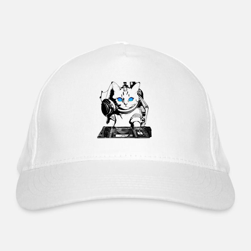DJ cat with mixer Organic Baseball Cap