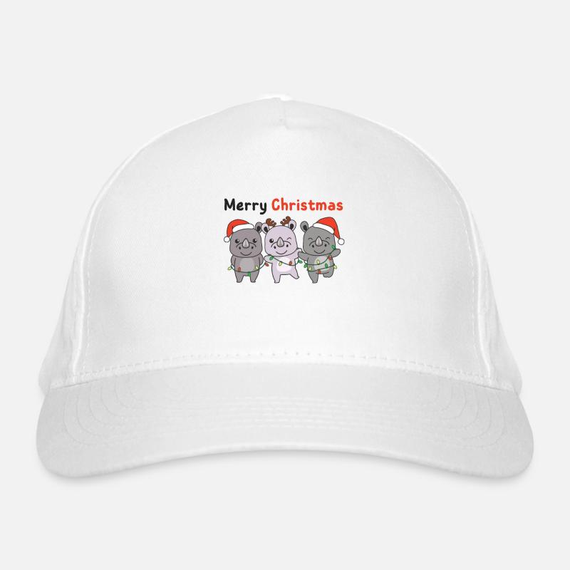 Rhino Joyeux Noël Animaux mignons Casquette classique bio