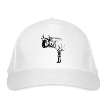 black ink blue wildebeest - Organic Baseball Cap - white - Front