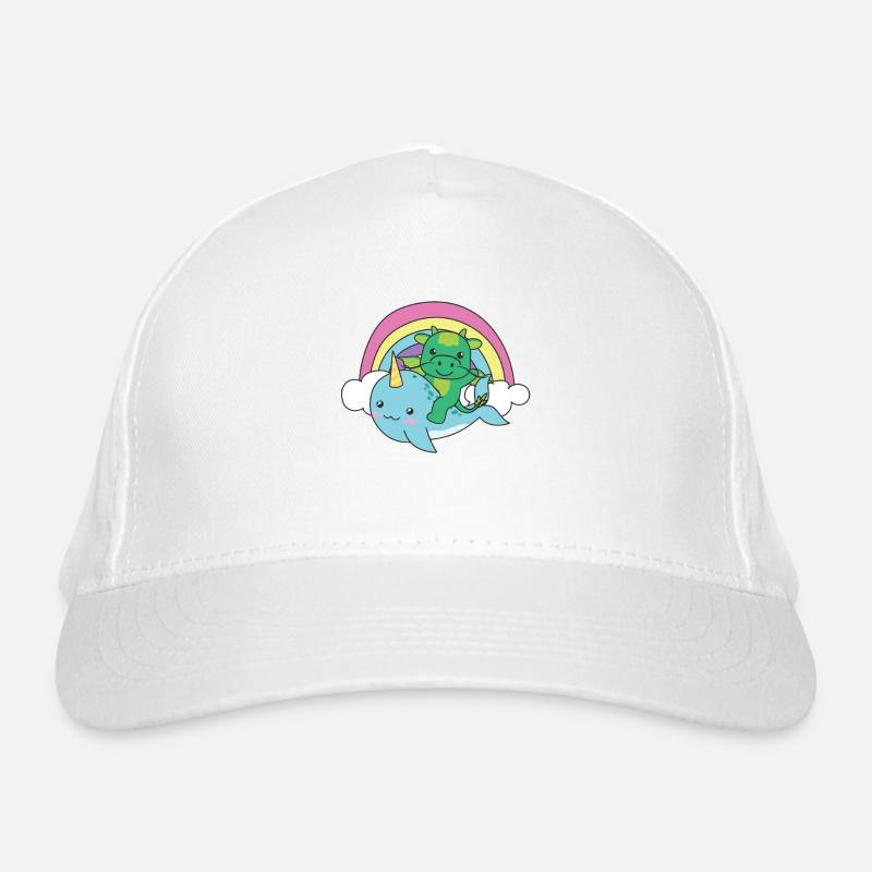 Narwal Drache ozean einhorn kawaii Regenbogen Bio-Baseballkappe