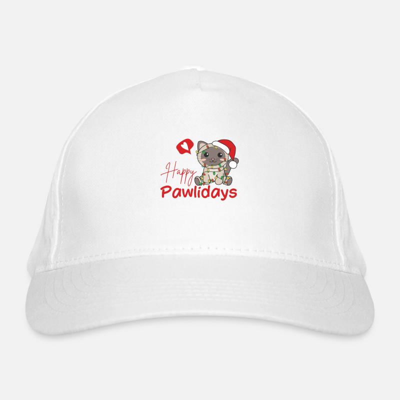 Chat Noël Chats mignons Joyeux Pawlidays Casquette classique bio