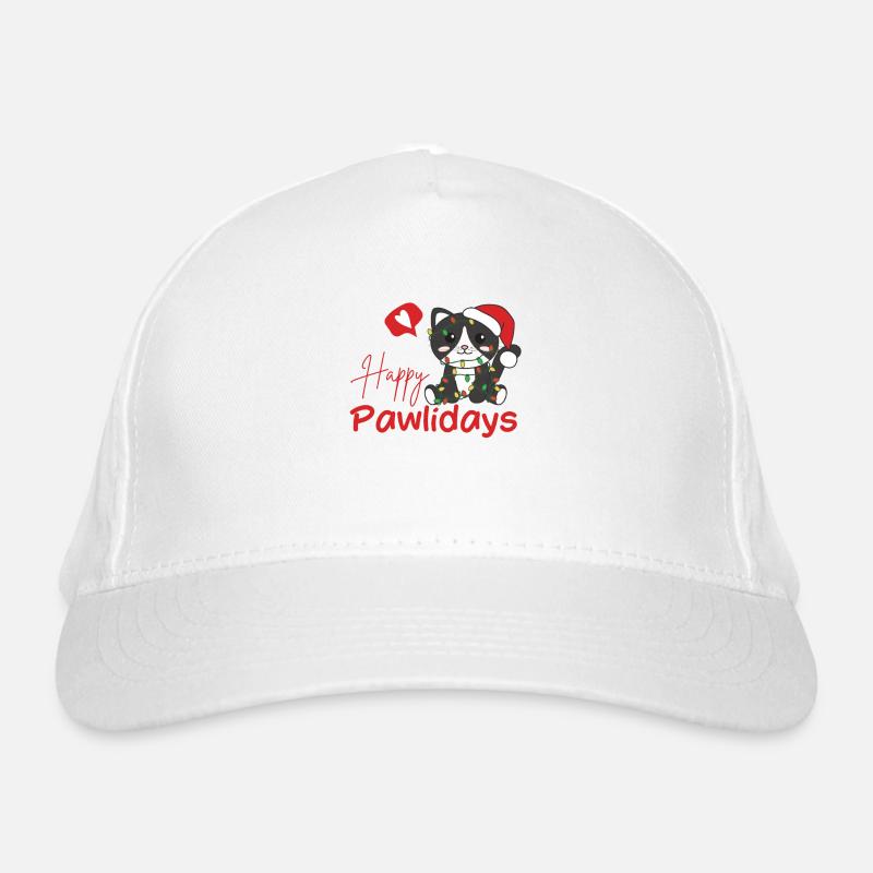 Chat Noël Chats mignons Joyeux Pawlidays Casquette classique bio
