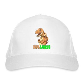 Papasaurus Dino Sohn Papa Vatertag Dinosaurier - Bio-Baseballkappe - Weiß - Vorne