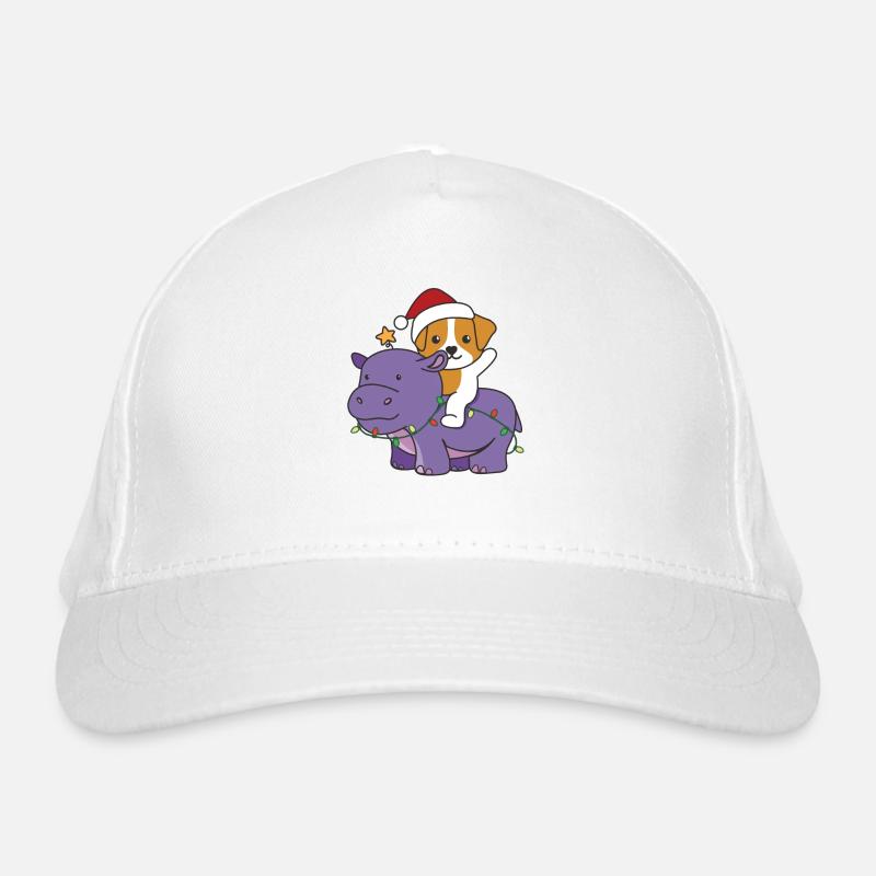 Noël Hippopotame Jack Russell Joyeux Noël Casquette classique bio
