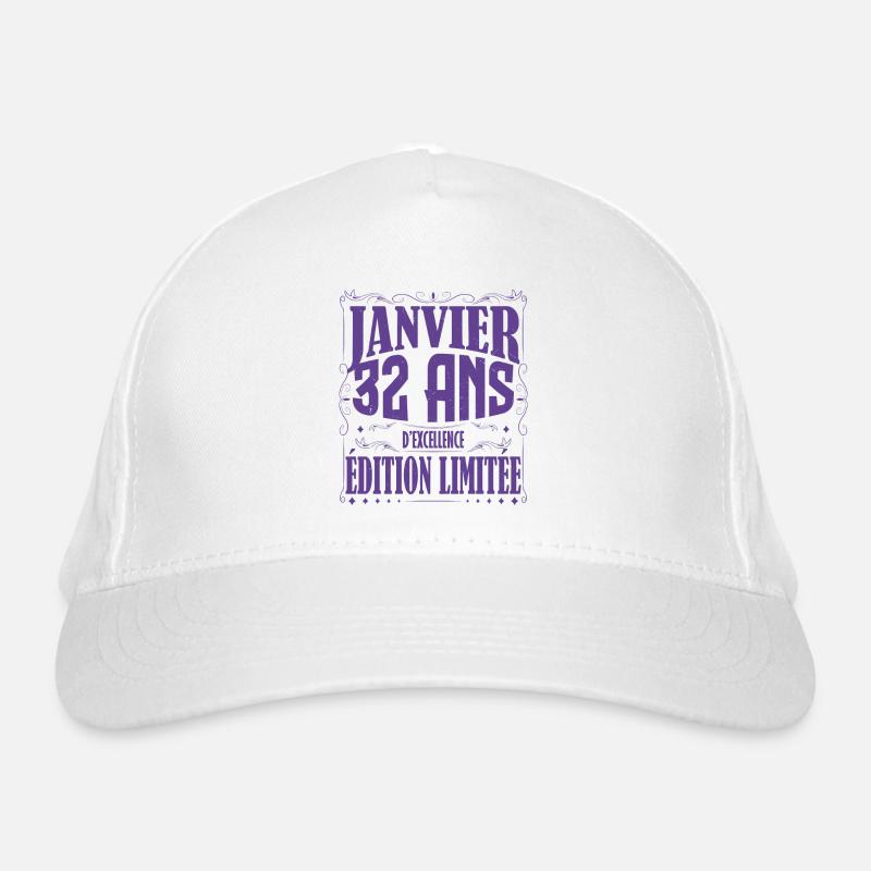Janvier 32 ans. Cadeau 32 ans janvier anniversaire Casquette classique bio