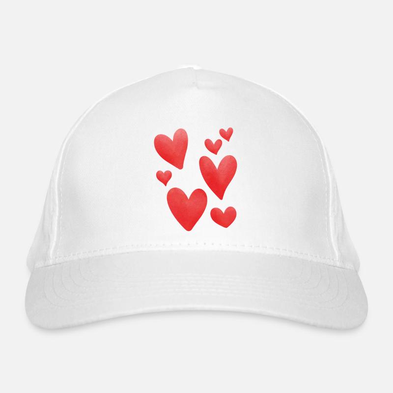 Hearts Red Organic Baseball Cap