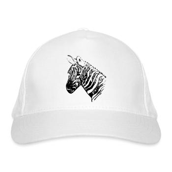zebra head black white - Organic Baseball Cap - white - Front