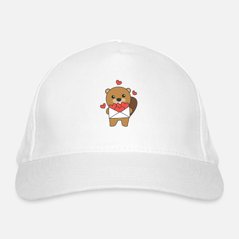Beavers for Valentine's Day cute animals with hearts Organic Baseball Cap
