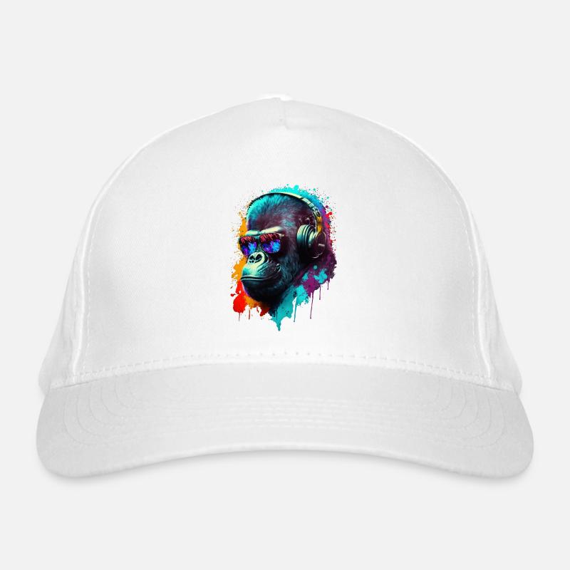 Gorilla Affe DJ Kopfhörer Sonnenbrille Club Musik Bio-Baseballkappe