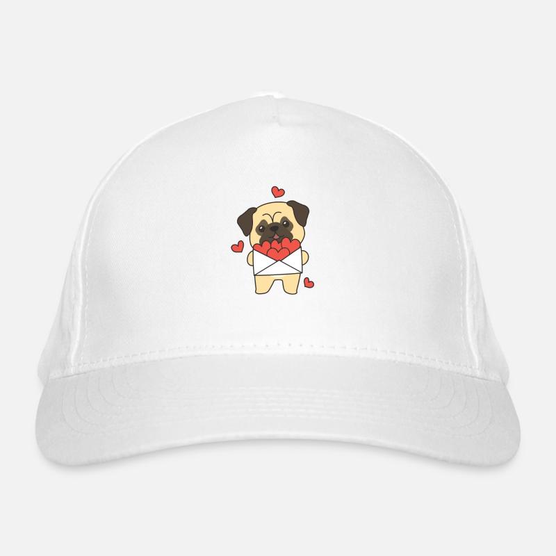 Carlin pour la Saint-Valentin animaux mignons avec des cœurs Casquette classique bio
