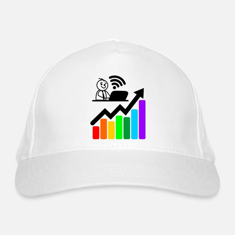 Colored chart happy young man on laptop Organic Baseball Cap
