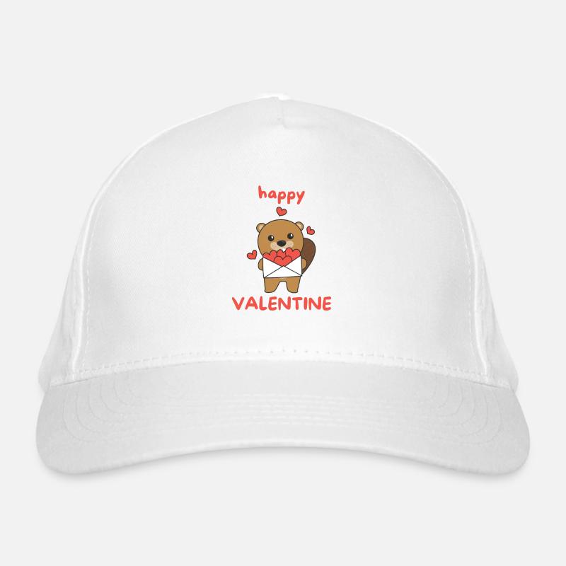 Castor pour la Saint-Valentin animaux mignons avec des cœurs Casquette classique bio
