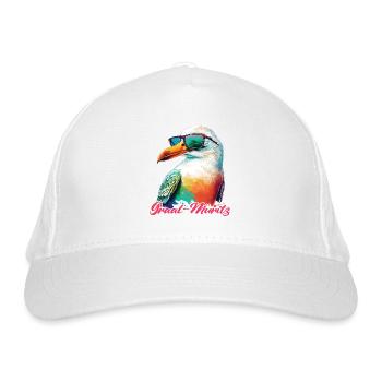 Graal Müritz Urlaub coole Möwe mit Sonnenbrille - Bio-Baseballkappe - Weiß - Vorne