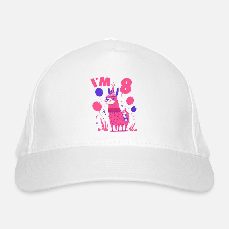 Motif d’anniversaire de lama mignon pour les filles I’m 8 Idée de cadeau Casquette classique bio