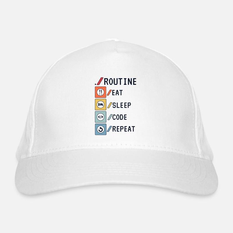 Routine Eat Sleep Code Repeat Developer Coder Casquette classique bio