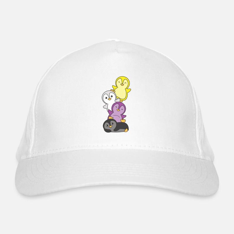 Nonbinary Flag Pride LGBTQ Cute Penguin Stack Organic Baseball Cap
